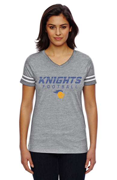 Women's Football V-Neck Fine Jersey Tee-k