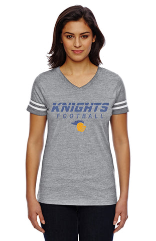 Women's Football V-Neck Fine Jersey Tee-k
