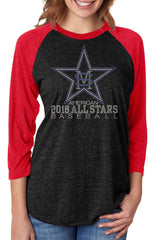 Unisex Triblend 3/4-Sleeve Raglan-smas