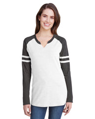 LAT Ladies' Gameday Mash-Up Long Sleeve Fine Jersey T-Shirt-cc