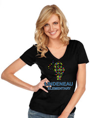 Women & Juniors Jersey Deep V Neck Short Sleeve-Le