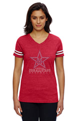 Women's Football V-Neck Fine Jersey Tee-Smas