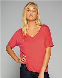 Ladies' Flowy V-Neck Drop-Sleeve Tee-bbf