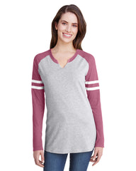 LAT Ladies' Gameday Mash-Up Long Sleeve Fine Jersey T-Shirt-EBB