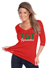 Women's V neck 3/4 sleeve top-TGT