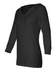 Ladies' Three-Quarter Sleeve Hooded Slub Tee
