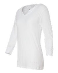 Ladies' Three-Quarter Sleeve Hooded Slub Tee