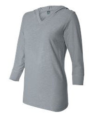 Ladies' Three-Quarter Sleeve Hooded Slub Tee