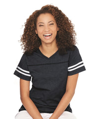 Women's Football V-Neck Fine Jersey Tee-EJ