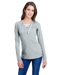 Ladies' Long-Sleeve Fine Jersey Lace-Up T-Shirt