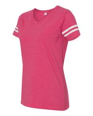 Women's Football V-Neck Fine Jersey Tee-lfas