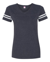 Women's Football V-Neck Fine Jersey Tee-cc