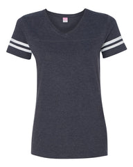 Women's Football V-Neck Fine Jersey Tee-hbs*