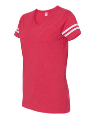 Women's Football V-Neck Fine Jersey Tee-UNH