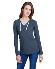 Sleeve Fine Jersey Lace-Up T-Shirt-Edisonbb
