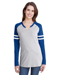 LAT Ladies' Gameday Mash-Up Long Sleeve Fine Jersey T-Shirt-cc