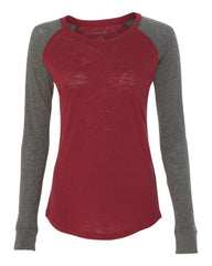 Women’s Preppy Patch Slub Long Sleeve T-Shirt-Edisonbb