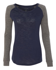 Women’s Preppy Patch Slub Long Sleeve T-Shirt-Edison