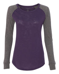 Women’s Preppy Patch Slub Long Sleeve T-Shirt-Edisonbb
