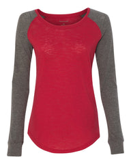 Women’s Preppy Patch Slub Long Sleeve T-Shirt-SMPW