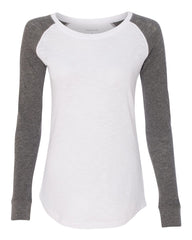Women’s Preppy Patch Slub Long Sleeve T-Shirt-Edisonbb