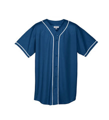WICKING MESH BUTTON FRONT JERSEY WITH BRAID TRIM