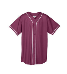 WICKING MESH BUTTON FRONT JERSEY WITH BRAID TRIM