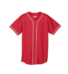 WICKING MESH BUTTON FRONT JERSEY WITH BRAID TRIM