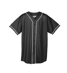WICKING MESH BUTTON FRONT JERSEY WITH BRAID TRIM