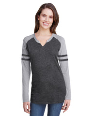 LAT Ladies' Gameday Mash-Up Long Sleeve Fine Jersey T-Shirt-EBB