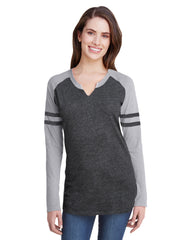 LAT Ladies' Gameday Mash-Up Long Sleeve Fine Jersey T-Shirt-cc