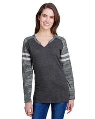 LAT Ladies' Gameday Mash-Up Long Sleeve Fine Jersey T-Shirt-EBB
