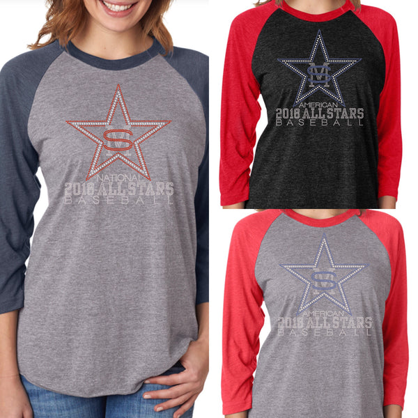 Unisex Triblend 3/4-Sleeve Raglan-smas