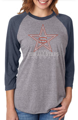 Unisex Triblend 3/4-Sleeve Raglan-smas