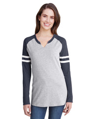LAT Ladies' Gameday Mash-Up Long Sleeve Fine Jersey T-Shirt-cc