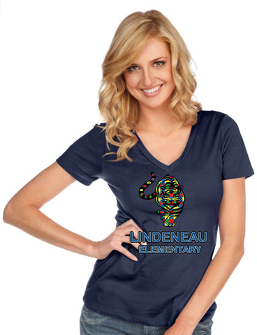 Women & Juniors Jersey Deep V Neck Short Sleeve-Le