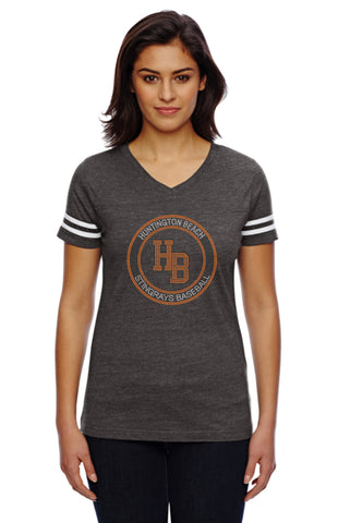 Women's Football V-Neck Fine Jersey Tee-HBS