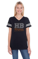 Women's Football V-Neck Fine Jersey Tee-HBS