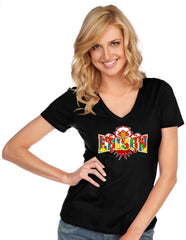 Women & Juniors Jersey Deep V Neck Short Sleeve-EA