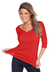 Women's V neck 3/4 sleeve top-BBF