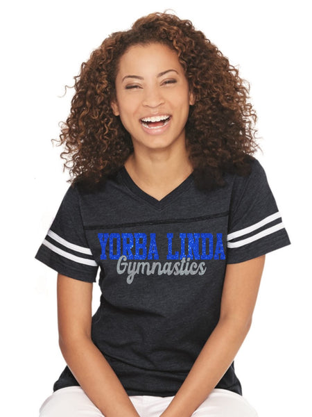 Women's Football V-Neck Fine Jersey Tee-ylga
