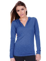Junior Slub Jersey Long Sleeve Pullover Hoodie-BK