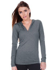 Junior Slub Jersey Long Sleeve Pullover Hoodie-BK