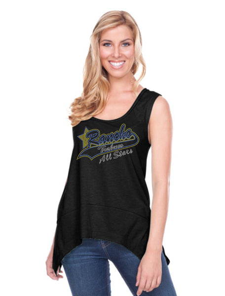 Women Sheer Jersey Scoop Neck Raw Edge Shark Bite Tank-RTAS
