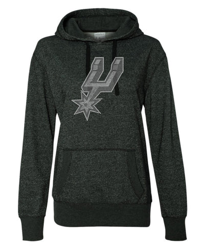 Women's Glitter French Terry Hooded Pullover-Bk