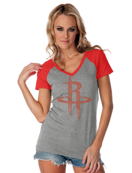 Womens Jersey Contrast V Neck Raglan Short Sleeve Tee-bbf