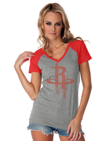 Womens Jersey Contrast V Neck Raglan Short Sleeve Tee-bbf