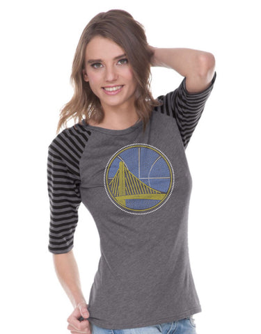 Juniors Striped Jersey Contrast Raglan 3/4 Sleeve-bbf