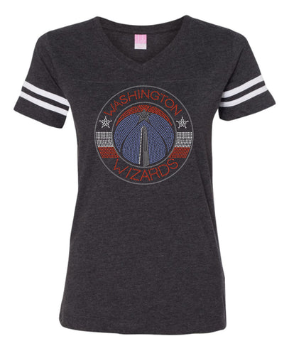Women's Football V-Neck Fine Jersey Tee-Bk