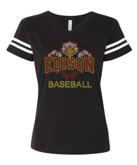 Women's Football V-Neck Fine Jersey Tee-Ehs